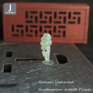 Jadeite Flower Pendant for Necklace - Hand Carved Guatemalan Jadeite, Natural Untreated Grade A Jade (Certified)