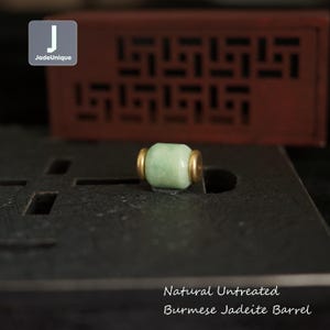 Capped Jadeite Barrel Bead for Necklace/Bracelet | Hand Carved Burmese Jadeite | Natural Untreated Grade A Jade