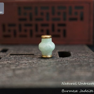 Capped Jadeite Barrel Bead for Necklace/Bracelet - Hand Carved Burmese Jadeite, Natural Untreated Grade A Jade