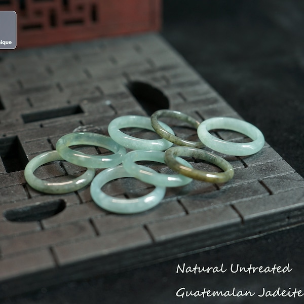 Authentischer Jadeit Ring US Größe 5,5, Hand geschnitzte guatemaltekische Jadeit, natürliche unbehandelte Jade