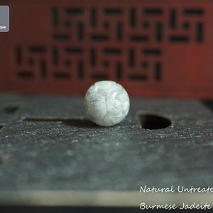 Hand Carved Jadeite Bead for Necklace/Bracelet - Burmese Jadeite Round Bead, Natural Untreated Grade A Jade