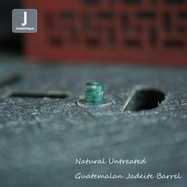 Authentic Jadeite Barrel Bead | Natural Untreated Guatemalan Jadeite | Grade A Jade Bead