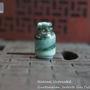 Jadeite LPG Cylinder Pendant for Necklace - Hand Carved Guatemalan Jadeite Gas Tank, Natural Untreated Grade A Jade