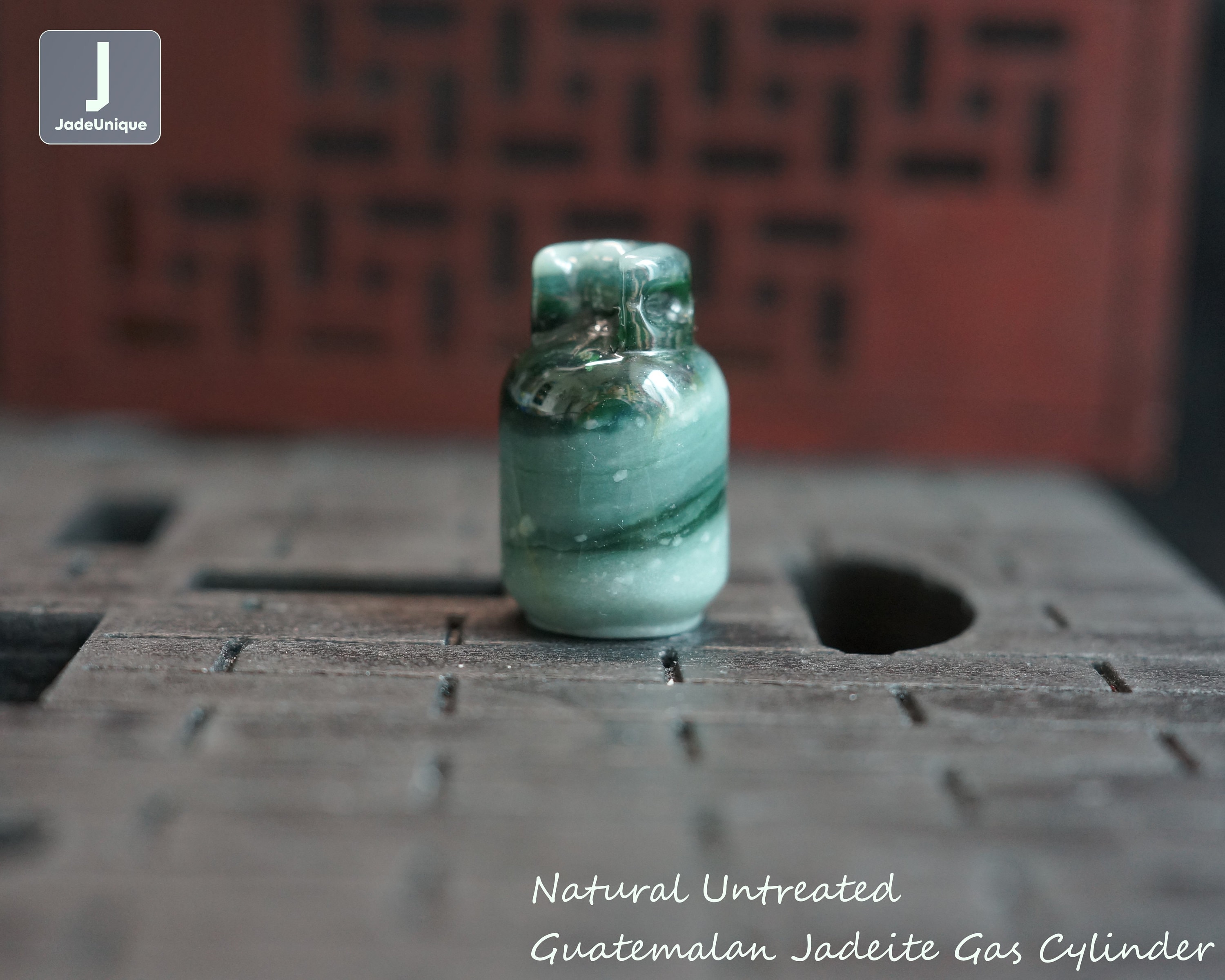 Jadeite LPG Cylinder Pendant for Necklace - Hand Carved Guatemalan Jadeite Gas Tank, Natural Untreated Grade A Jade