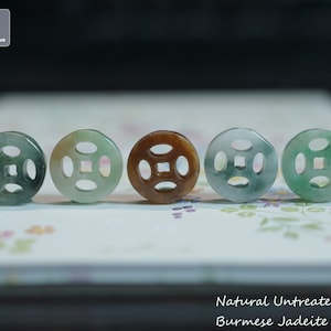 Jadeite Coin Beads for Bracelet/Earrings - Hand Carved Burmese Jadeite, Natural Untreated Grade A Jade