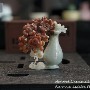Vase of Flowers - Jadeite Pendant for Necklace - Hand Carved Burmese Jadeite, Natural Untreated Grade A Jade