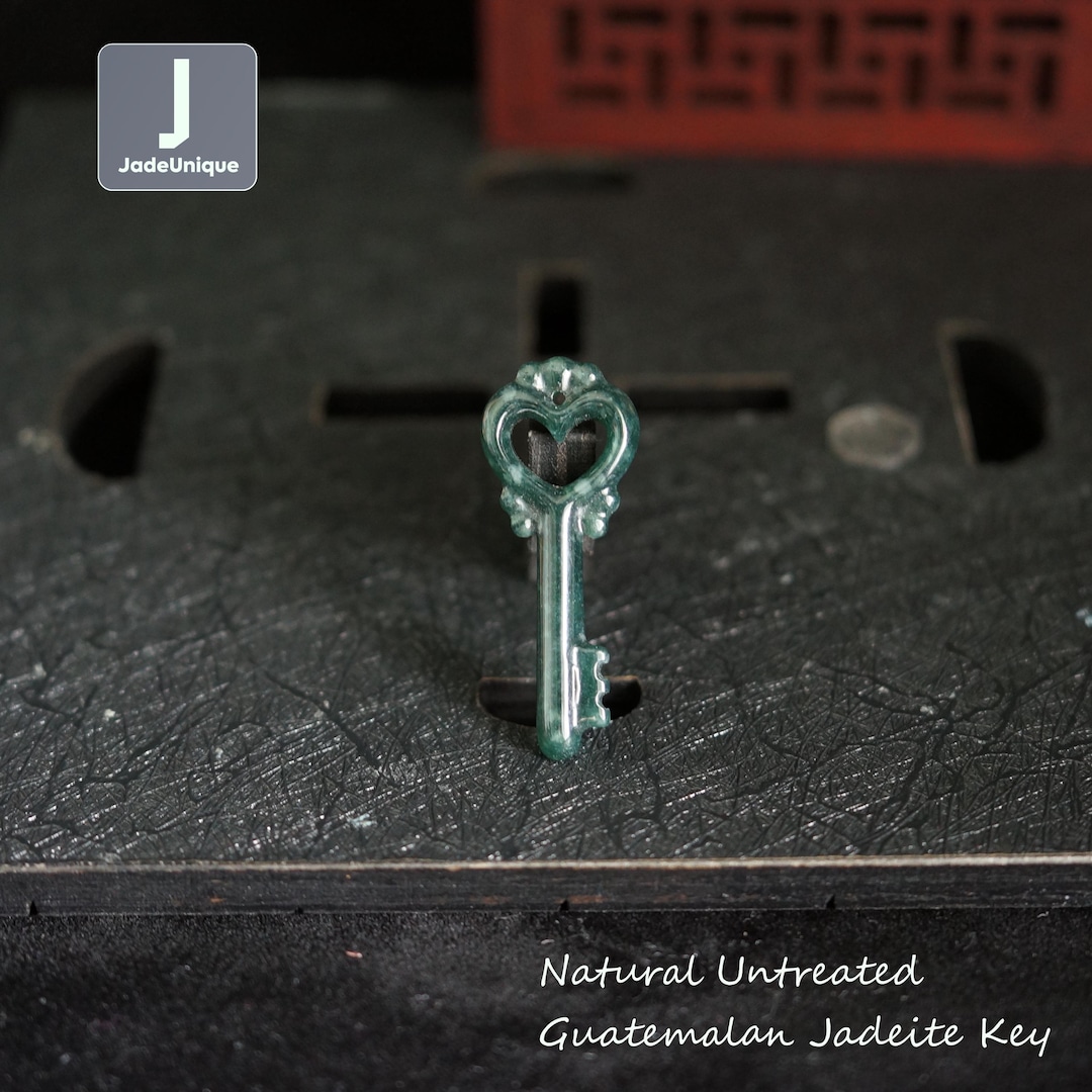 Jadeite Skeleton Key Pendant for Necklace | Hand Carved Guatemalan ...