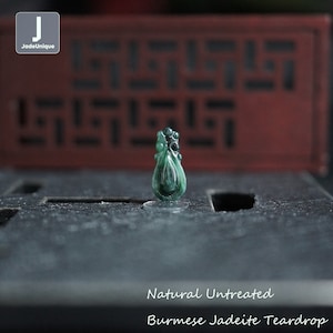 Jadeite Teardrop Charm for Bracelet | Pendant for Necklace | Hand Carved Burmese Jadeite | Natural Untreated Grade A Jade