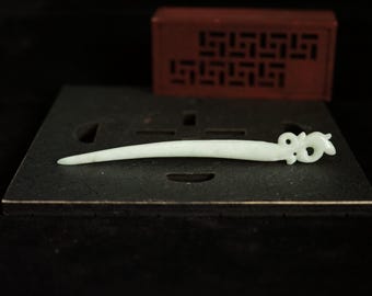 Jadeit-Haarnadel | Handgeschnitzter burmesischer Jadeit | Natürlicher, unbehandelter Jade der Güteklasse A (zertifiziert)