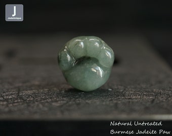Paw Jadeite Bead for Bracelet / Pendant for Necklace - Hand Carved Burmese Jadeite, Natural Untreated Grade A Jade