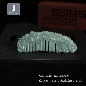 Jadeite Comb | Hand Carved Guatemalan Jadeite | Natural Untreated Grade A Jade (Certified)
