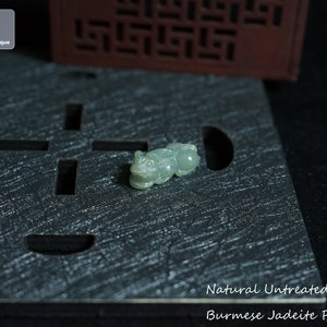 Pixiu Jadeite Pendant - Hand Carved Burmese Jadeite, Natural Untreated Grade A Jade - Feng Shui for Wealth and Luck