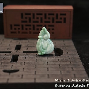 Jadeite Pouch Pendant for Necklace - Hand Carved Burmese Jadeite, Natural Untreated Grade A Jade