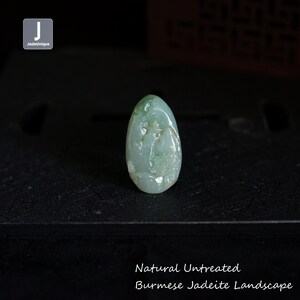 Mini Jadeite Landscape Pendant - Hand Carved Burmese Jadeite for Necklace, Natural Untreated Grade A Jade (Certified)