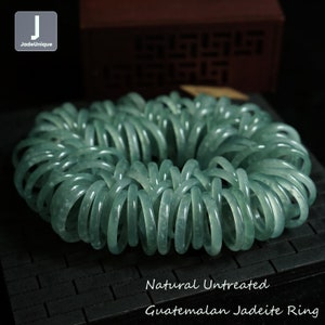 Authentic Jadeite Ring Hand Carved Guatemalan Jadeite Natural Untreated Grade A Jade D Shaped Ring image 1