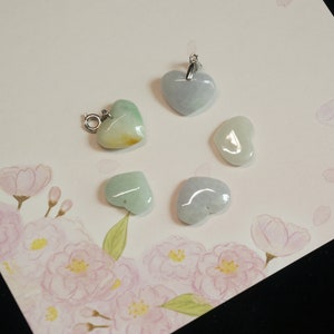 Dije/colgante de jadeíta de corazón para collar - jadeíta birmana tallada a mano, jade natural de grado A sin tratar