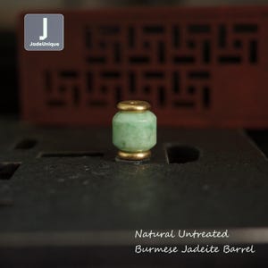 Capped Jadeite Barrel Bead for Necklace/Bracelet | Hand Carved Burmese Jadeite | Natural Untreated Grade A Jade