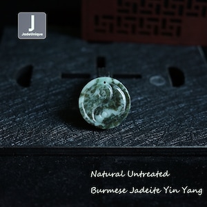 Yin Yang Jadeite Pendant for Necklace | Hand Carved Burmese Jadeite | Natural Untreated Grade A Jade