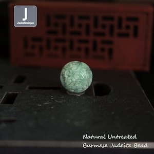 Hand Carved Jadeite Bead for Necklace/Bracelet - Burmese Jadeite Round Bead, Natural Untreated Grade A Jade