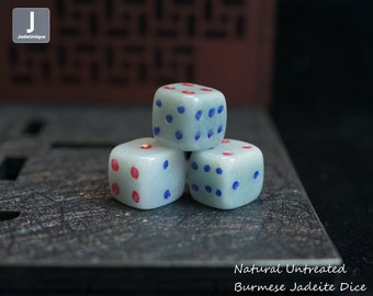 Jadeite Dice - Hand Carved Burmese Jadeite, Natural Untreated Grade A Jade