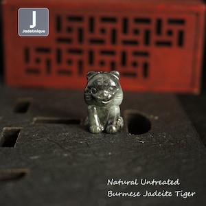 Jadeite Tiger Pendant for Necklace - Hand Carved Burmese Jadeite, Natural Untreated Grade A Jade
