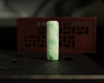 Jadeit-Fassperle | Feicui-Zylinder-Abstandshalter | Ruyi-Wolken-Glückssymbol | Handgeschnitzter burmesischer Jadeit | Natürlicher, unbehandelter Jade der Güteklasse A