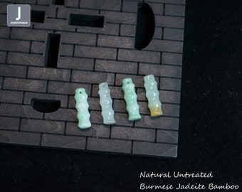 Bamboo Jadeite Pendant for Necklace - Hand Carved Burmese Jadeite, Natural Untreated Grade A Jade
