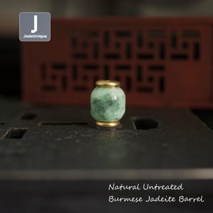Capped Jadeite Barrel Bead for Necklace/Bracelet | Hand Carved Guatemalan Jadeite | Natural Untreated Grade A Jade | Tube Bead