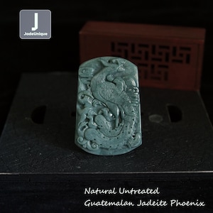 Phoenix Jadeite Pendant for Necklace | Hand Carved Guatemalan Jadeite | Natural Untreated Grade A Jade (Certified)