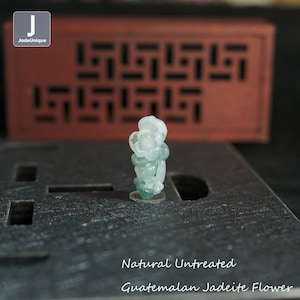 Jadeite Flower Pendant for Necklace - Hand Carved Guatemalan Jadeite, Natural Untreated Grade A Jade (Certified)