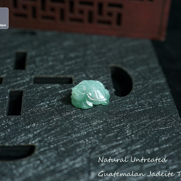 Jadeite Turtle Pendant for Necklace - Hand Carved Guatemalan Jadeite, Natural Untreated Grade A Jade (Certified)