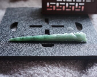 Jadeite Hair Pin | Hand Carved Burmese Jadeite | Natural  display picture 3