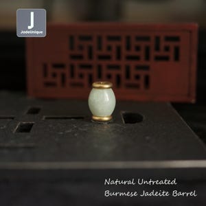 Capped Jadeite Barrel Bead for Necklace/Bracelet | Hand Carved Burmese Jadeite | Natural Untreated Grade A Jade