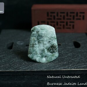 The Greenery Scenery - Jadeite Landscape Pendant for Necklace, Hand Carved Burmese Jadeite, Natural Untreated Grade A Jade
