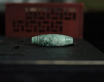 Jadeit-Fassperle für Halskette/Armband | Röhrenperle | Spindelperle | Handgeschnitzter guatemaltekischer Jadeit | Natürlicher, unbehandelter Jade der Güteklasse A