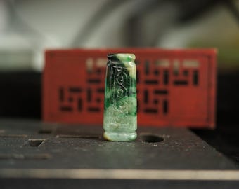 Jadeit-Röhrenperle | Jade-Zylinder | Vintage-Stil-Cong-Säule | Handgeschnitzter guatemaltekischer Jadeit | Natürlicher, unbehandelter Jade der Güteklasse A