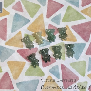 Teddy Bear Jadeite Charm/Pendant for Necklace - Hand Carved Burmese Jadeite, Natural Untreated Grade A Jade