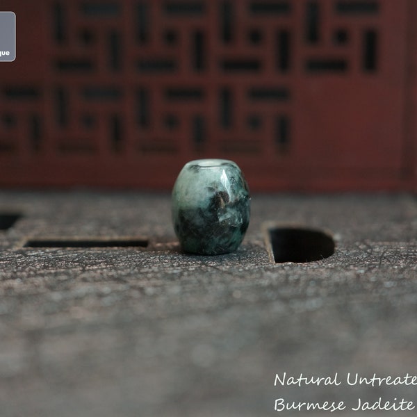 Authentic Jadeite Barrel Bead - Jadeíta birmana natural sin tratar, cuenta de jade de grado A