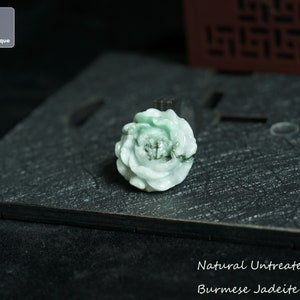 Rose Flower Jadeite Pendant for Necklace - Hand Carved Burmese Jadeite, Natural Untreated Grade A Jade