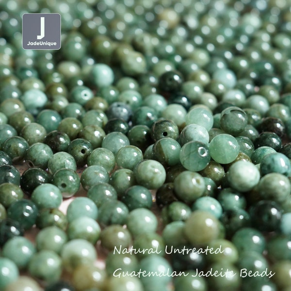 8mm Green Jadeite Beads for Necklace/Bracelet | Guatemalan Jadeite Round Beads | Natural Untreated Grade A Jade