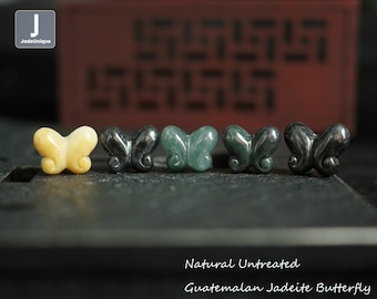 Jadeite Butterfly Beads for Necklace/Bracelet | Hand Carved Guatemalan Jadeite | Natural Untreated Grade A Jade
