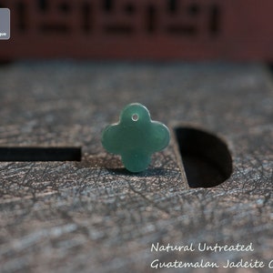 Jadeite Four-leaf Clover Charm for Bracelet/Pendant for Necklace - Hand Carved Guatemalan Jadeite, Natural Untreated Grade A Jade