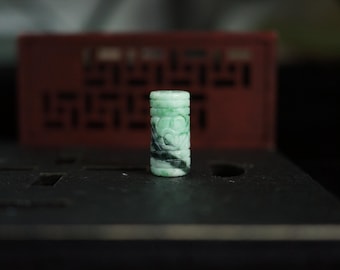 Jadeit-Fassperle für Halskette/Armband | Handgeschnitzter burmesischer Jadeit | Natürlicher, unbehandelter Jade der Güteklasse A