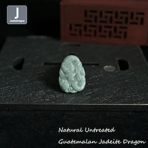 Jadeite Dragon Pendant for Necklace - Hand Carved Guatemalan Jadeite, Natural Untreated Grade A Jade