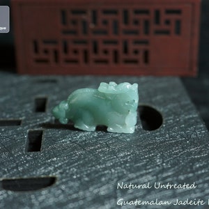 Kirin Jadeite Pendant - Hand Carved Guatemalan Jadeite Qilin Pendant for Necklace, Natural Untreated Grade A Jade