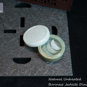Jadeite Dim Sum Miniature - Hand Carved Burmese Jadeite Dumplings and Steamer, Natural Untreated Grade A Jade (Certified)