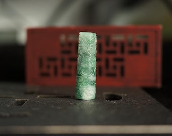 Konische Jadeit-Fassperle | Feicui-Zylinder-Abstandshalter | Handgeschnitzter guatemaltekischer Jadeit | Natürlicher, unbehandelter Jade der Güteklasse A