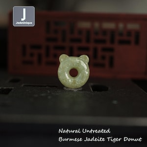 Jadeite Tiger Donut Bead for Bracelet/Pendant - Hand Carved Burmese Jadeite, Natural Untreated Grade A Jade