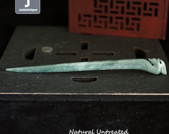 Jadeite Hair Pin | Hand Carved Guatemalan Jadeite | Natural Untreated Grade A Jade (Certified)