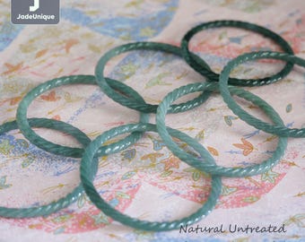 Gedraaide dunne armband van jadeiet, type A Guatemalteekse jade, blauwgroen, gecertificeerd